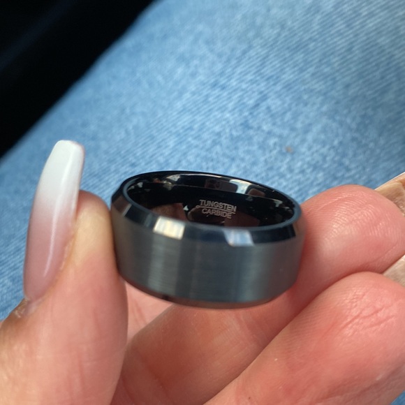 10MM BLACK TUNGSTEN WEDDING BAND - Picture 6 of 10